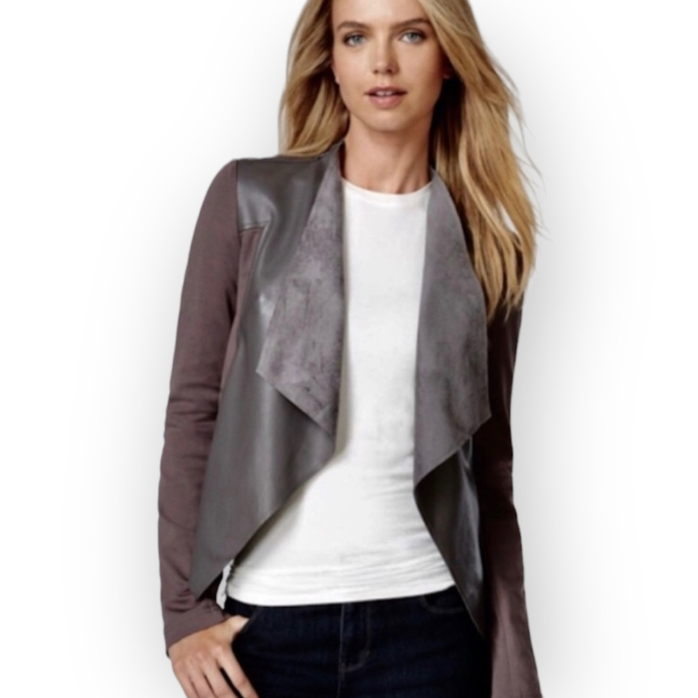 EDYSON Maisha Pointe Faux Leather Open Jacket Size M
